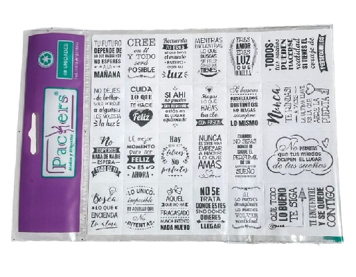 ETIQUETAS ADHESIVAS FRASES DE BUENOS AUGURIOS x 48 u.